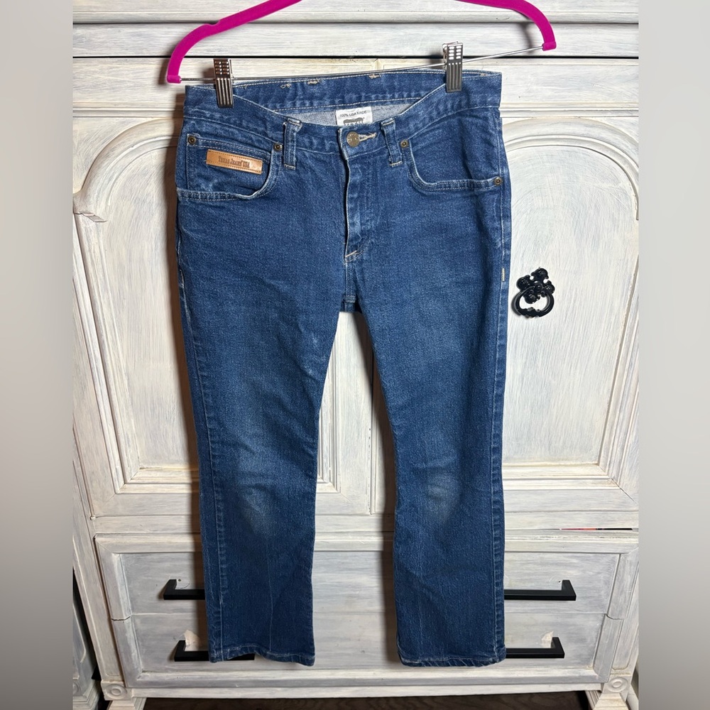 Vintage Texas Jeans Low Rise Dark‎ Wash Straight Jeans Longhorns Cowboy Western
